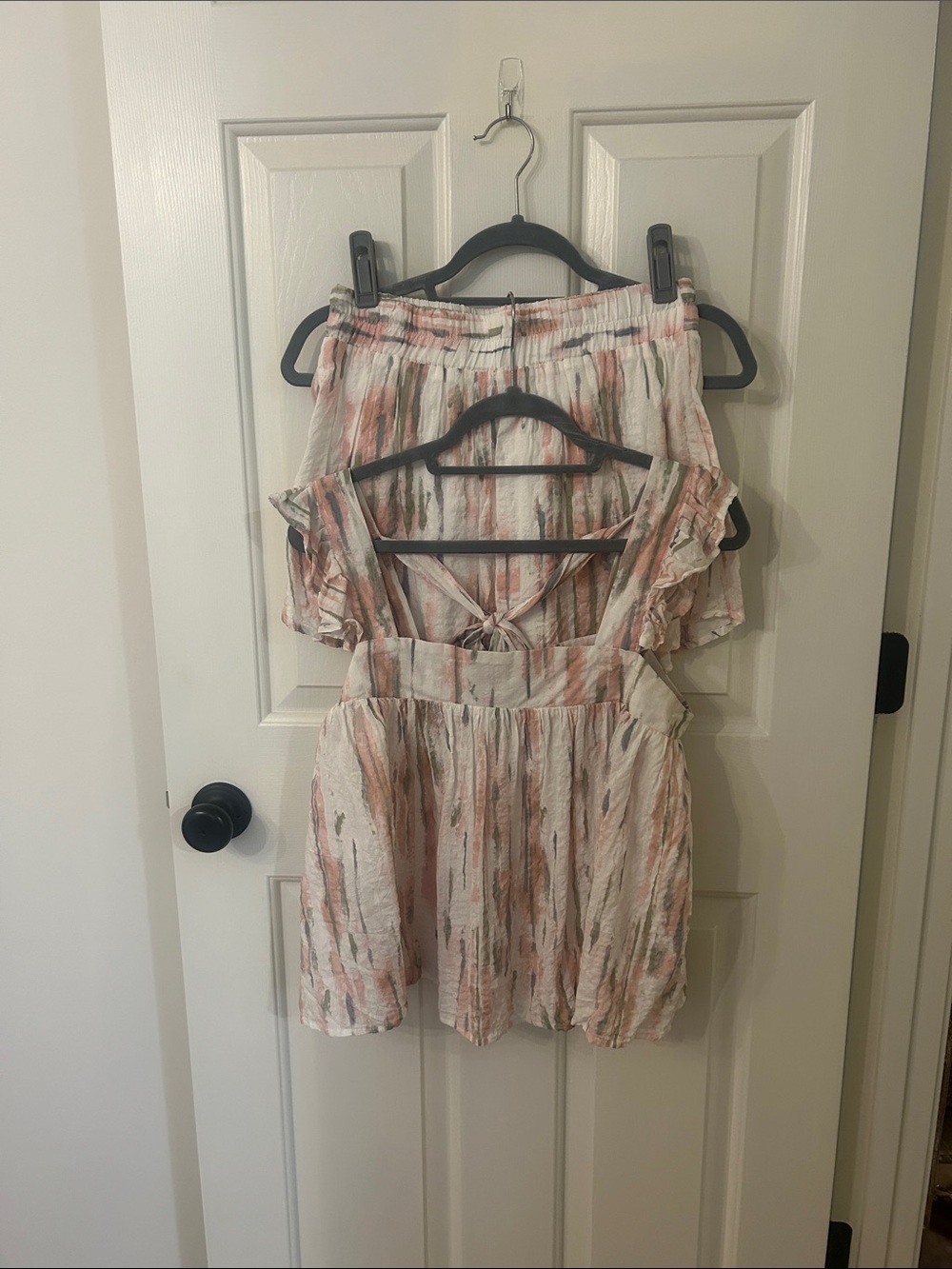 Women's Striped Tie-Back Tunic Top in Blush and Olive